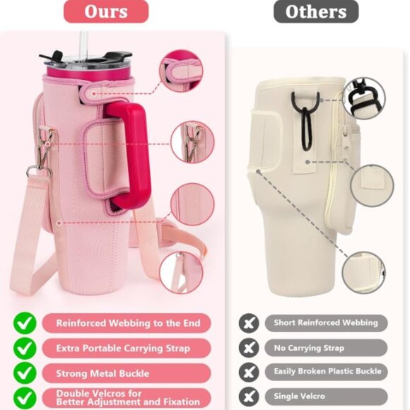 Tumbler Carrier with Multiple Pockets ( Pink ) - Picture 2 of 4